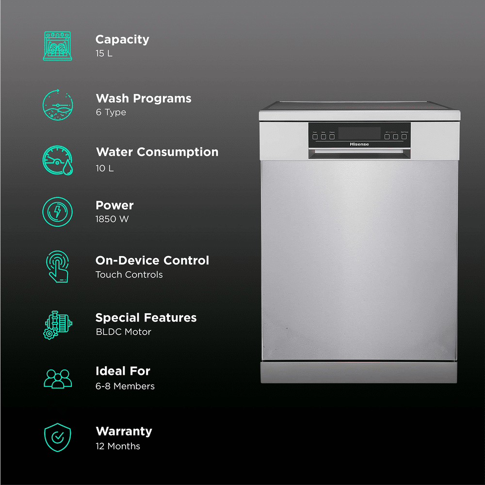 Buy Hisense 15 Place Settings Free Standing Dishwasher with Silent